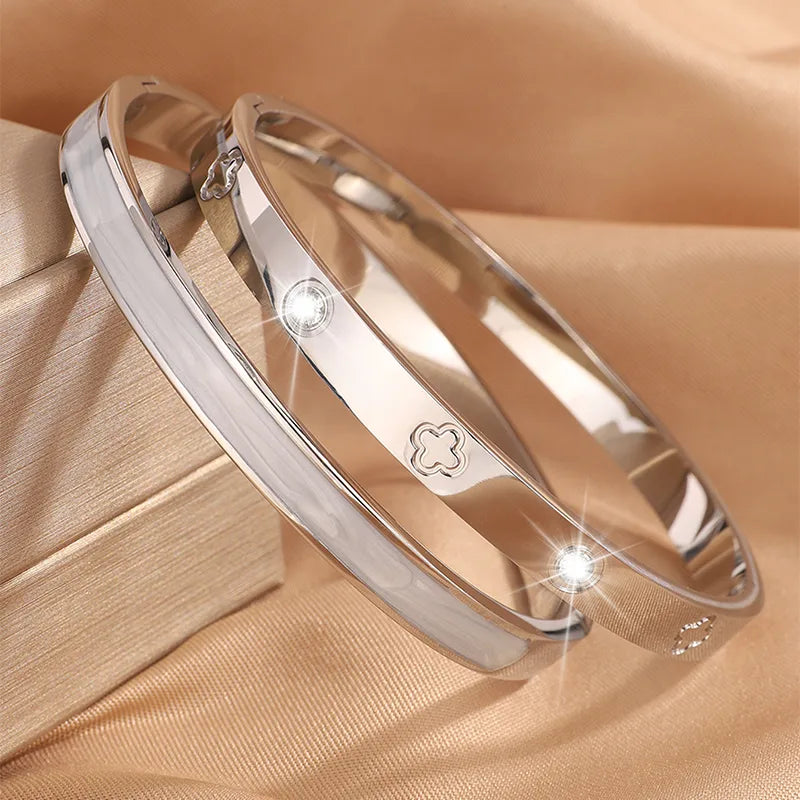 Elegant French Style Classic Style Floral 304 Stainless Steel Bangle In Bulk