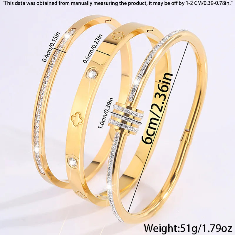 Elegant French Style Classic Style Flower 304 Stainless Steel Bangle In Bulk