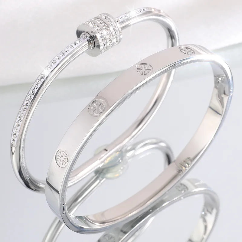 Elegant French Style Classic Style Geometric 304 Stainless Steel Bangle In Bulk