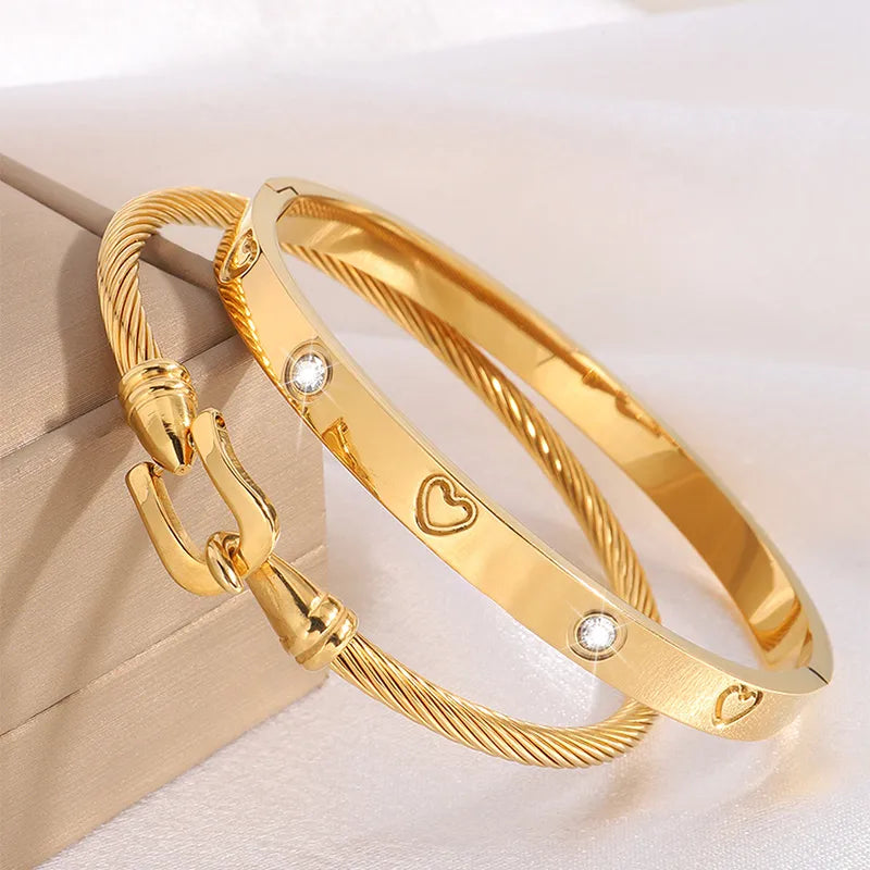 Elegant French Style Classic Style Bag 304 Stainless Steel Bangle In Bulk