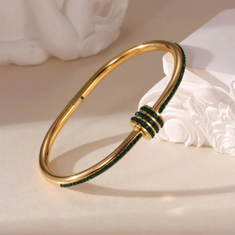 Elegant Glam Shiny Geometric 304 Stainless Steel 18K Gold Plated Bangle In Bulk