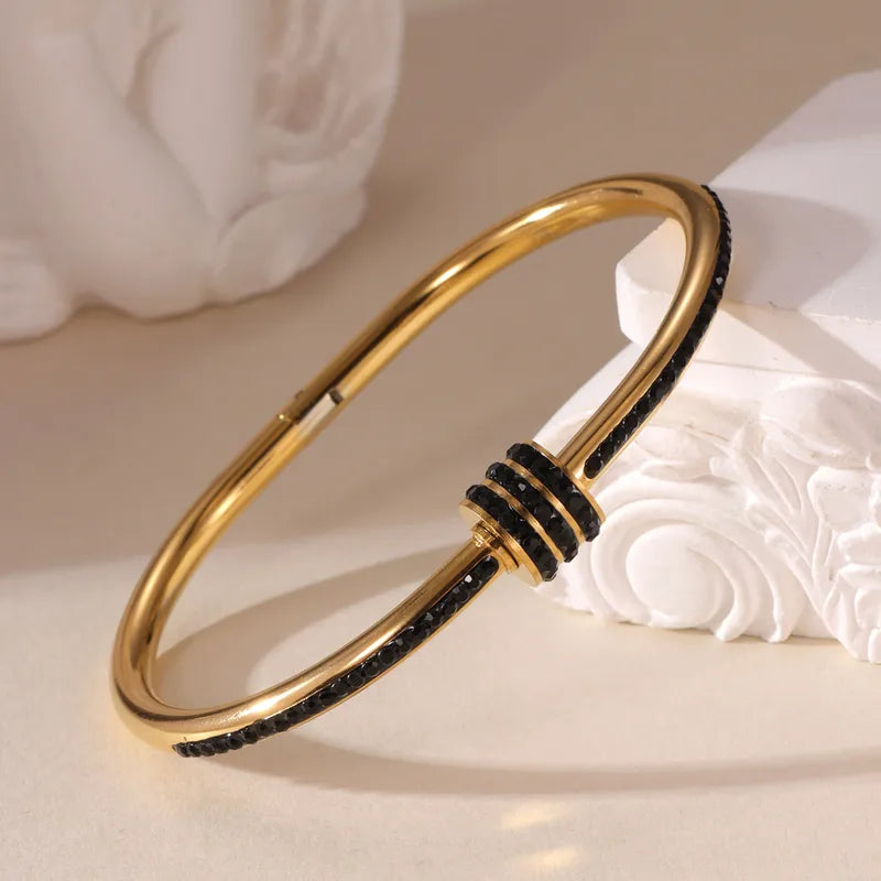 Elegant Glam Shiny Geometric 304 Stainless Steel 18K Gold Plated Bangle In Bulk