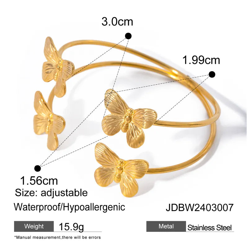 Elegant Luxurious Classic Style Butterfly 304 Stainless Steel Bangle In Bulk