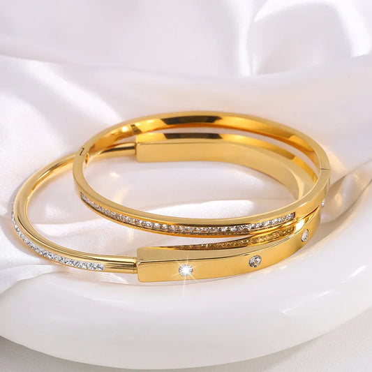 Elegant Retro Solid Color Titanium Steel Bangle In Bulk