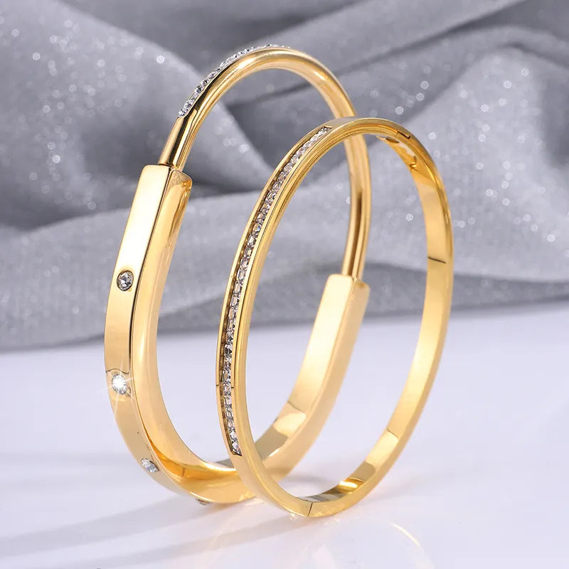 Elegant Retro Solid Color Titanium Steel Bangle In Bulk