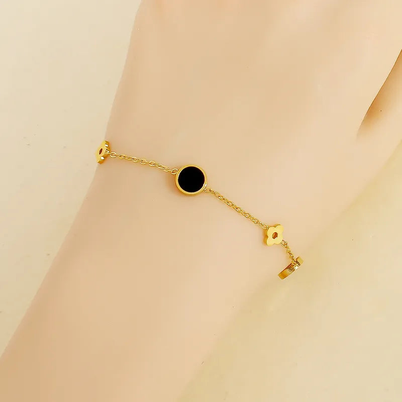 Elegant Romantic Simple Style Four Leaf Clover 304 Stainless Steel 18K Gold Plated Bracelets In Bulk