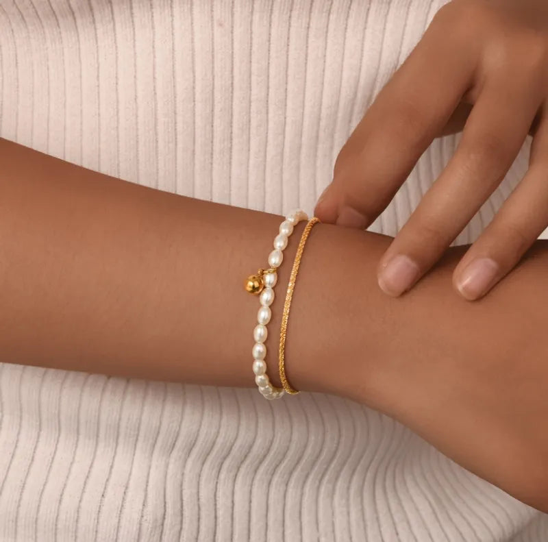 Elegant Round Titanium Steel 18K Gold Plated Bracelets In Bulk