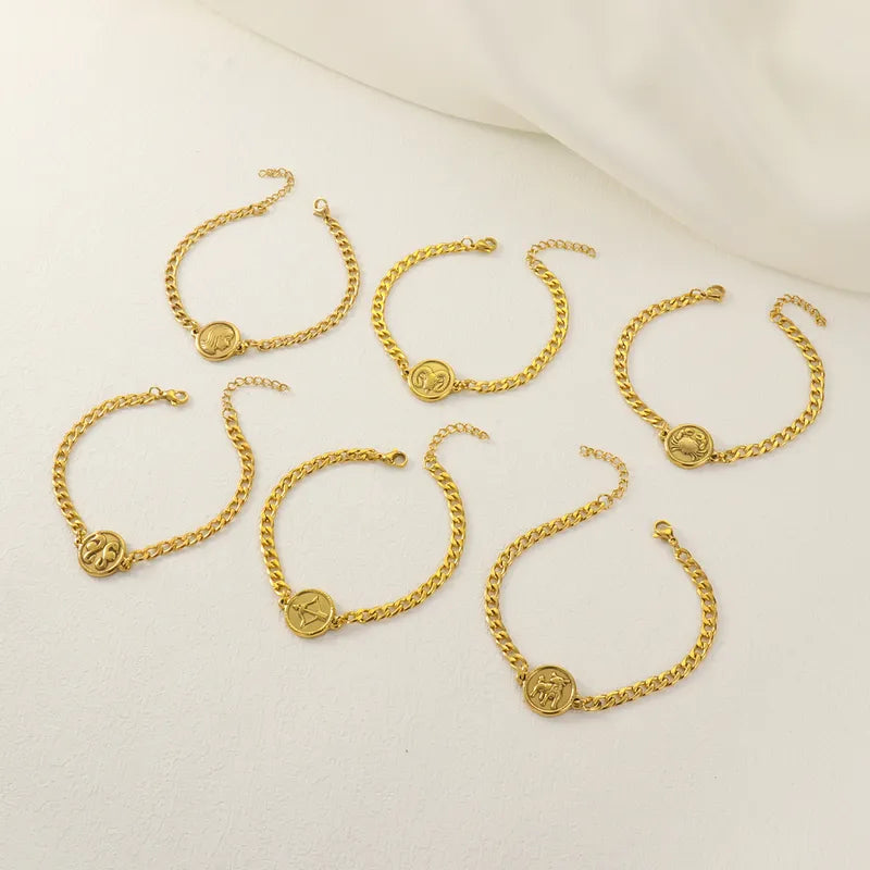 Elegant Simple Style Classic Style Constellation Stainless Steel 18K Gold Plated Bracelets In Bulk