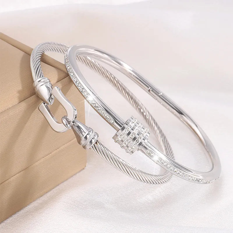 Elegant Simple Style Classic Style Geometric 304 Stainless Steel Bangle In Bulk