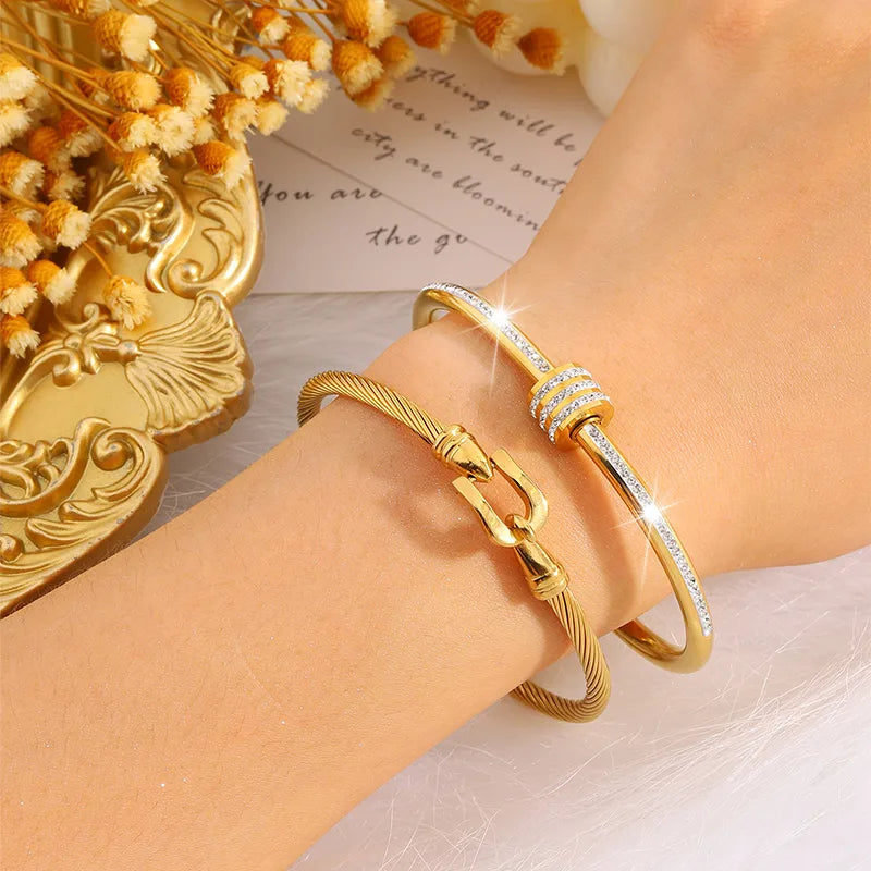 Elegant Simple Style Classic Style Geometric 304 Stainless Steel Bangle In Bulk