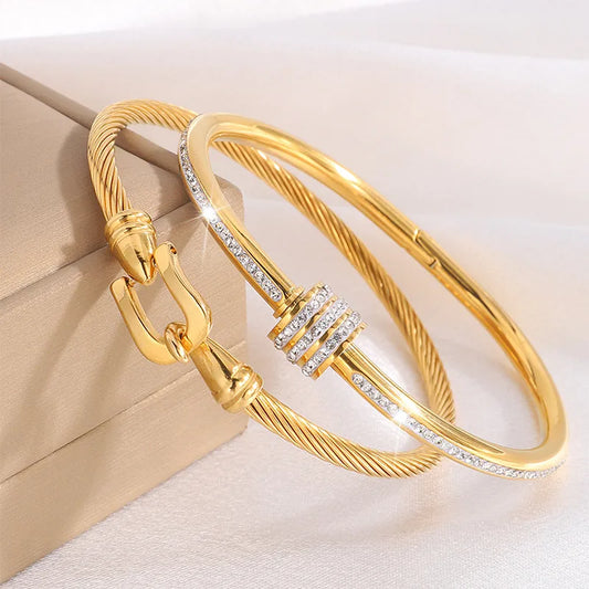 Elegant Simple Style Classic Style Geometric 304 Stainless Steel Bangle In Bulk