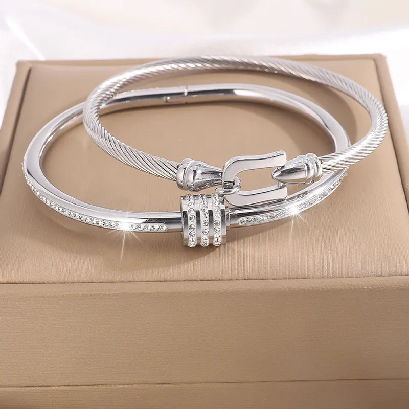 Elegant Simple Style Classic Style Geometric 304 Stainless Steel Bangle In Bulk