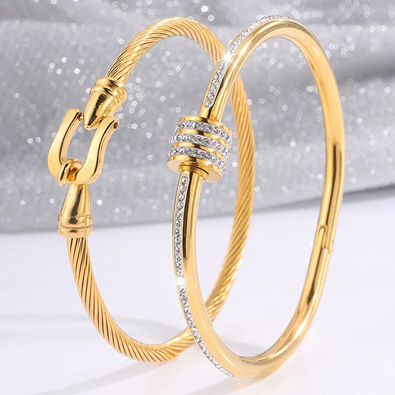 Elegant Simple Style Classic Style Geometric 304 Stainless Steel Bangle In Bulk