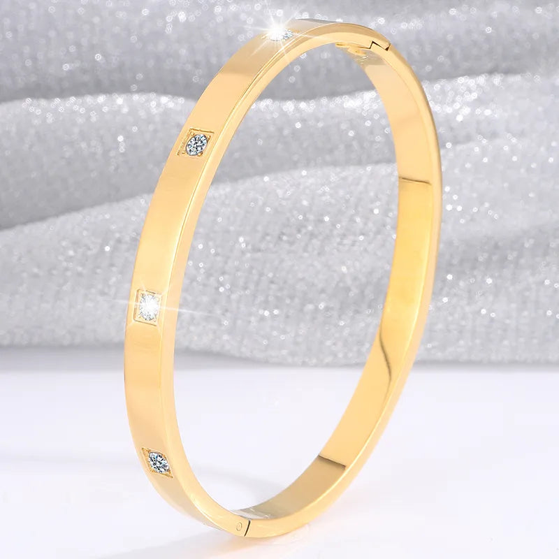 Elegant Simple Style Classic Style Square 304 Stainless Steel Bangle In Bulk