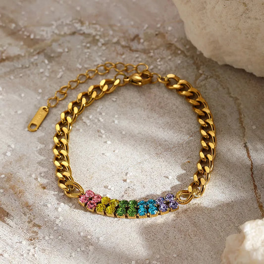 Elegant Simple Style Colorful 304 Stainless Steel Zircon Bracelets In Bulk