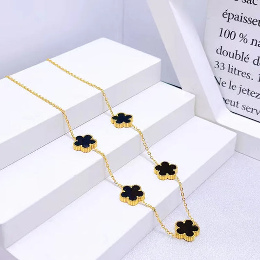 Elegant Simple Style Flower Stainless Steel Plating Inlay Shell Gold Plated Necklace