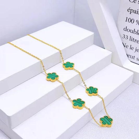 Elegant Simple Style Flower Stainless Steel Plating Inlay Shell Gold Plated Necklace