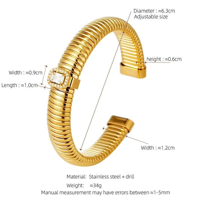 Exaggerated Romantic Simple Style Geometric 304 Stainless Steel 18K Gold Plated Artificial Rhinestones Bangle In Bulk