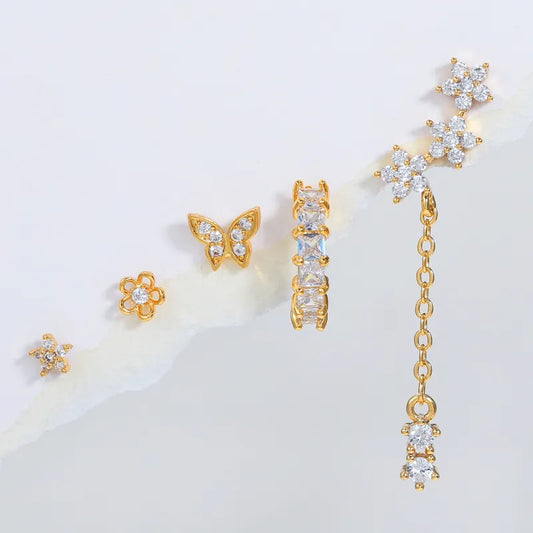 Fashion Butterfly Copper Zircon Ear Studs In Bulk