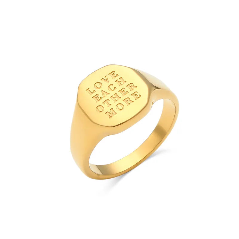 Fashion English Letters Ring Electroplated 18k Gold Ring Women's Jewelry Wholesale