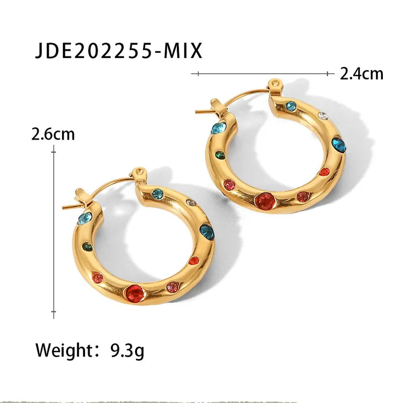 Fashion Geometric Stainless Steel Earrings Plating Pearl Zircon Stainless Steel Earrings