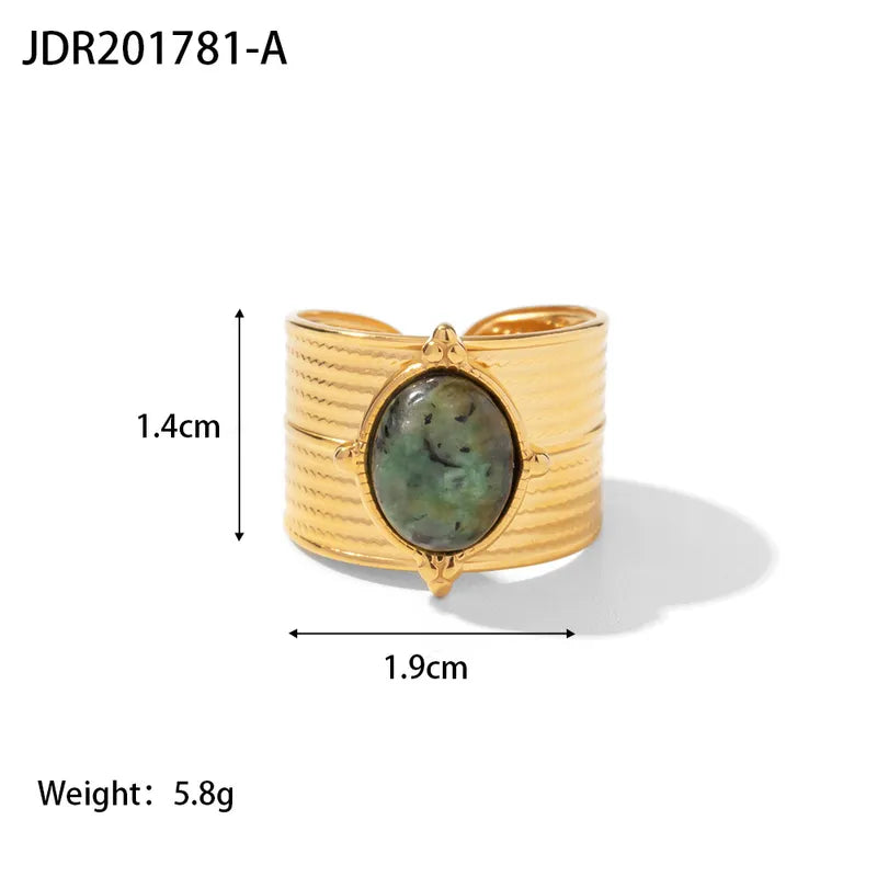 Fashion Geometric Stainless Steel Irregular Artificial Gemstones Gold Plated Rings