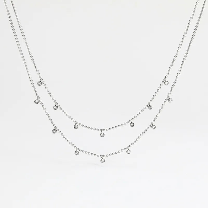 Fashion Geometric Stainless Steel Necklace Inlay Zircon Stainless Steel Necklaces