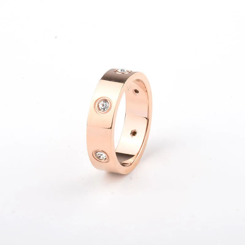 Fashion Geometric Titanium Steel Rings Polishing Zircon Stainless Steel Rings