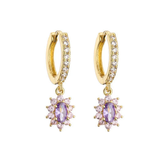 Fashion Geometric Zircon Colored Zircon Earrings