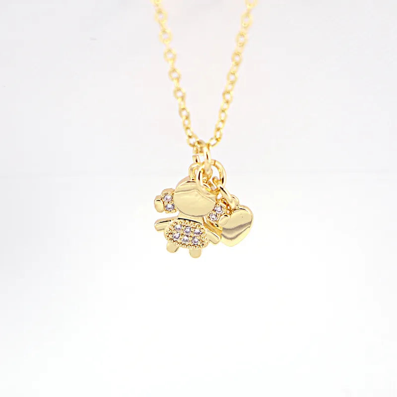 Fashion Letters Mom Hollow Heart-shaped Zircon Pendant Copper Clavicle Chain Jewelry