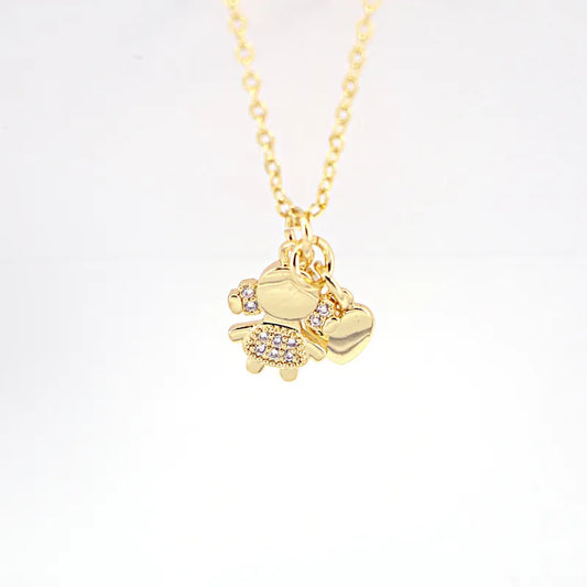 Fashion Letters Mom Hollow Heart-shaped Zircon Pendant Copper Clavicle Chain Jewelry