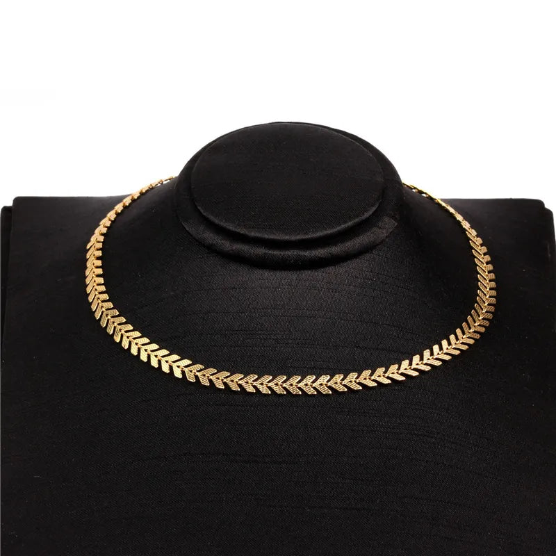 Fashion New Fishbone Chain Hot-sale Real Gold Plated Color Preservation Sequin Copper Necklace Wholesale