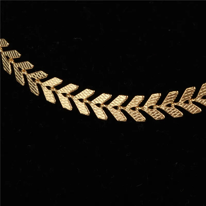 Fashion New Fishbone Chain Hot-sale Real Gold Plated Color Preservation Sequin Copper Necklace Wholesale