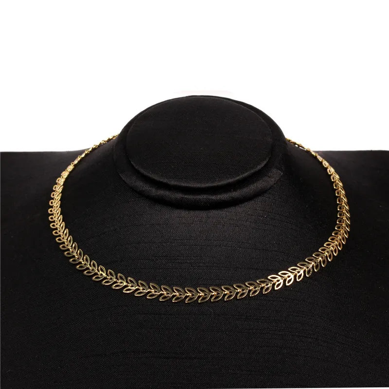 Fashion New Fishbone Chain Hot-sale Real Gold Plated Color Preservation Sequin Copper Necklace Wholesale