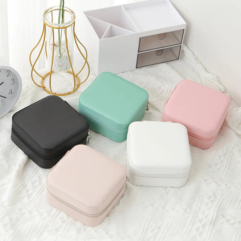 Fashion Solid Color Pu Leather Jewelry Boxes