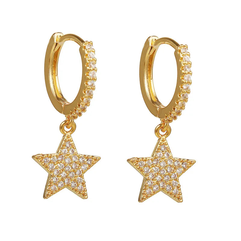 Fashion Star Brass Gem Earrings