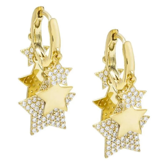 Fashion Star Brass Gem Earrings