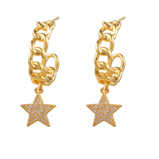 Fashion Star Brass Gem Earrings