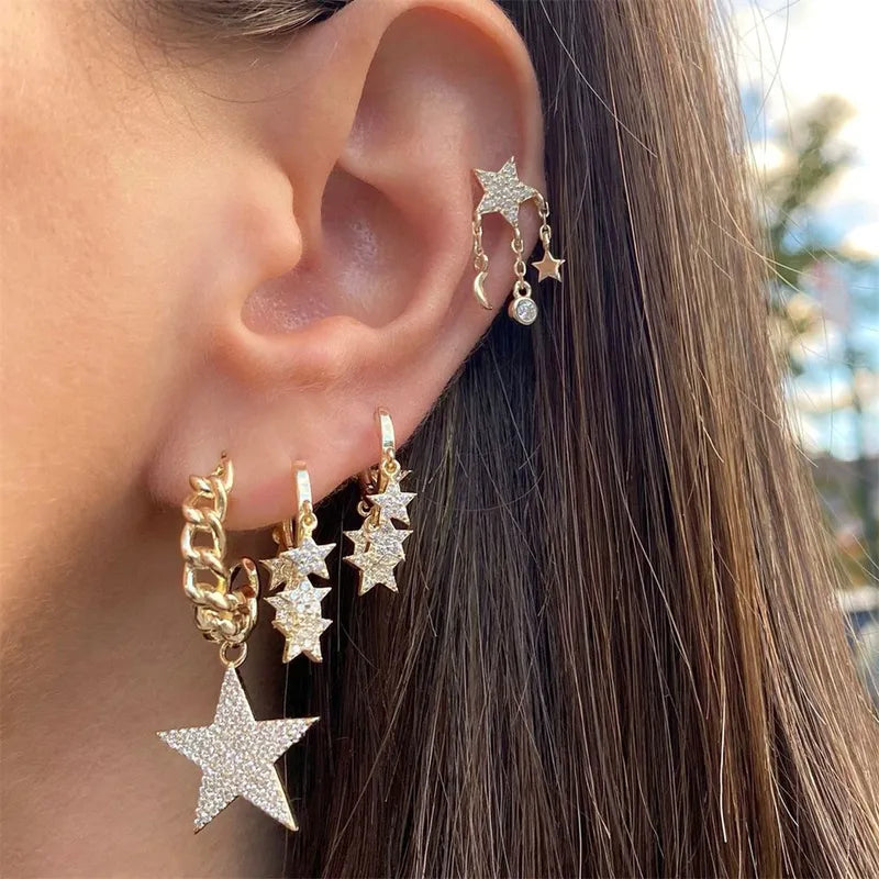 Fashion Star Brass Gem Earrings