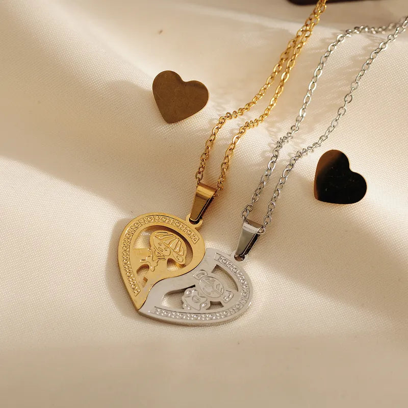 Ferroalloy Basic Simple Style Commute Human Heart Shape Key Pendant Necklace