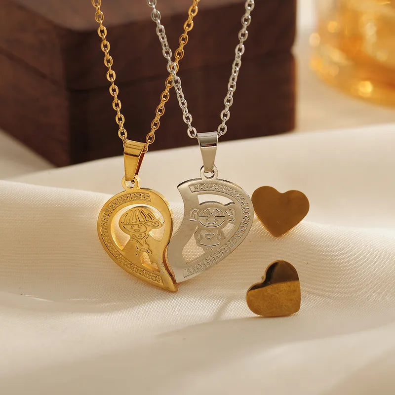 Ferroalloy Basic Simple Style Commute Human Heart Shape Key Pendant Necklace