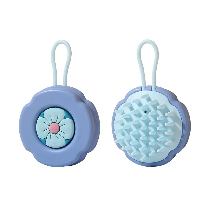 Flower Pattern Soft Silicone Comb Wet And Dry Dual Use Cleaning Scalp Meridian Massage Comb