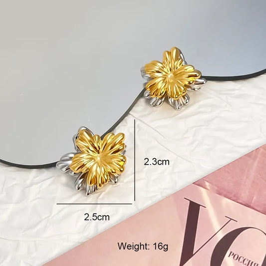 French Style Flower 304 Stainless Steel 18K Gold Plated Ear Studs