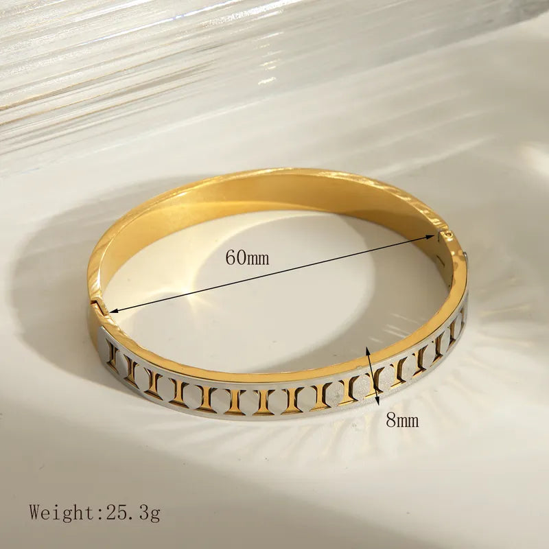 French Style Simple Style Classic Style Solid Color 304 Stainless Steel 18K Gold Plated Bangle In Bulk