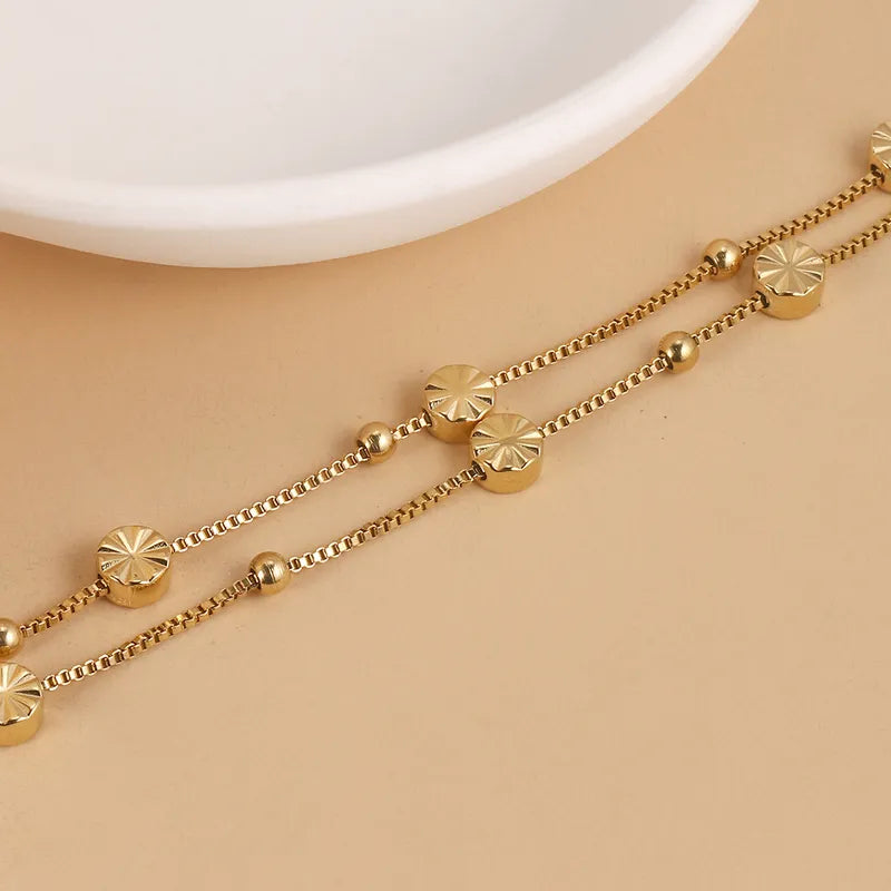 French Style Simple Style Solid Color 304 Stainless Steel 14K Gold Plated Bracelets In Bulk