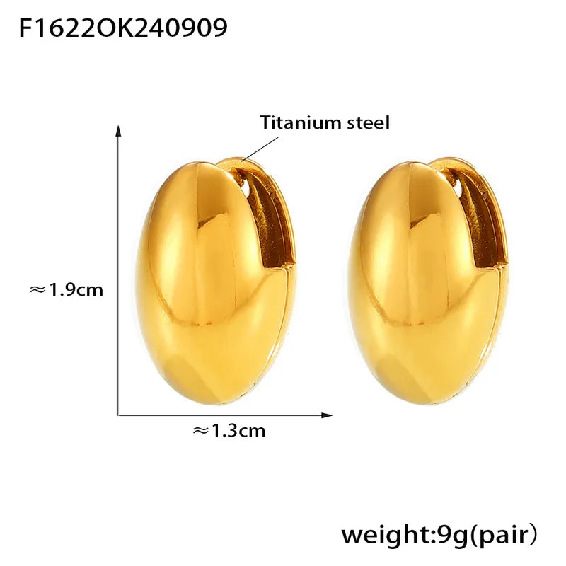 Geometric Oval Glossy Earrings Hot Selling Unique Design Titanium Steel Gold Plated Fashionable Earrings