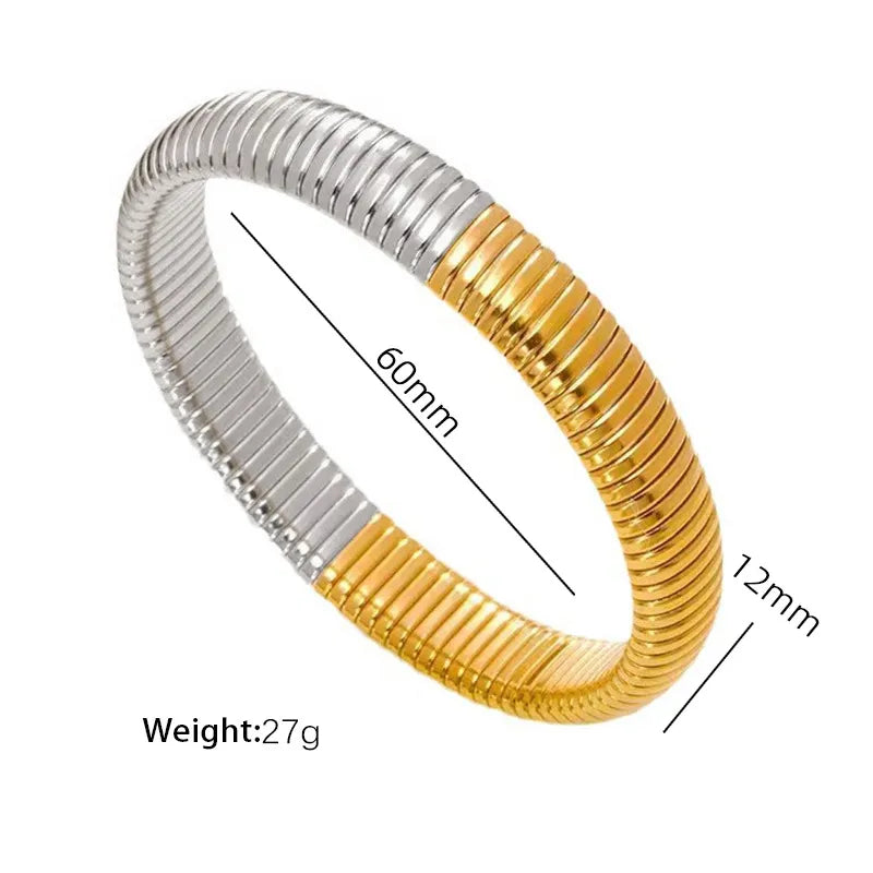 Hip-Hop Retro Color Block Titanium Steel Bangle In Bulk