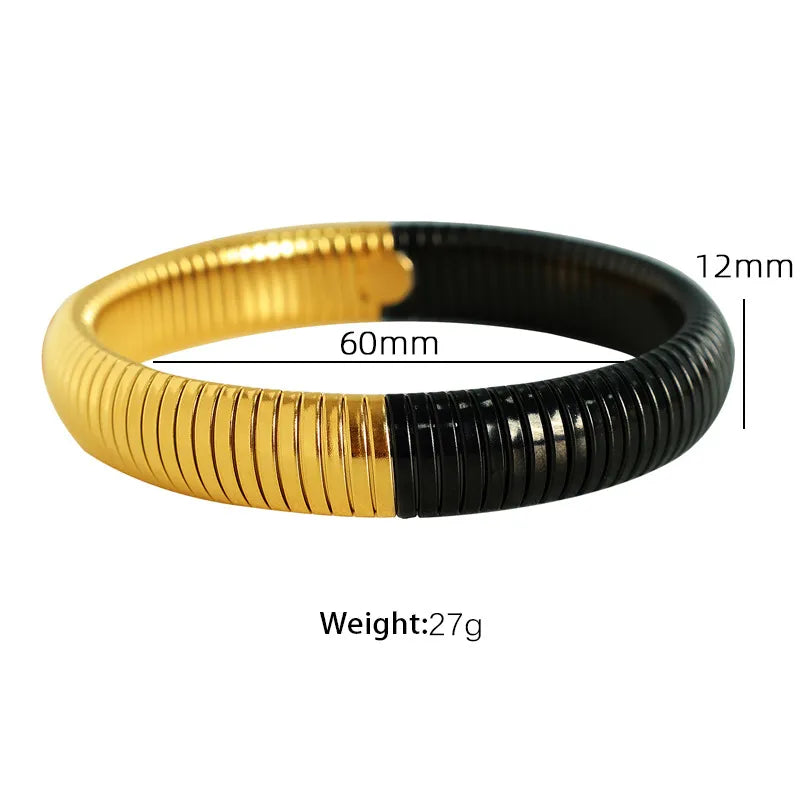 Hip-Hop Retro Color Block Titanium Steel Bangle In Bulk