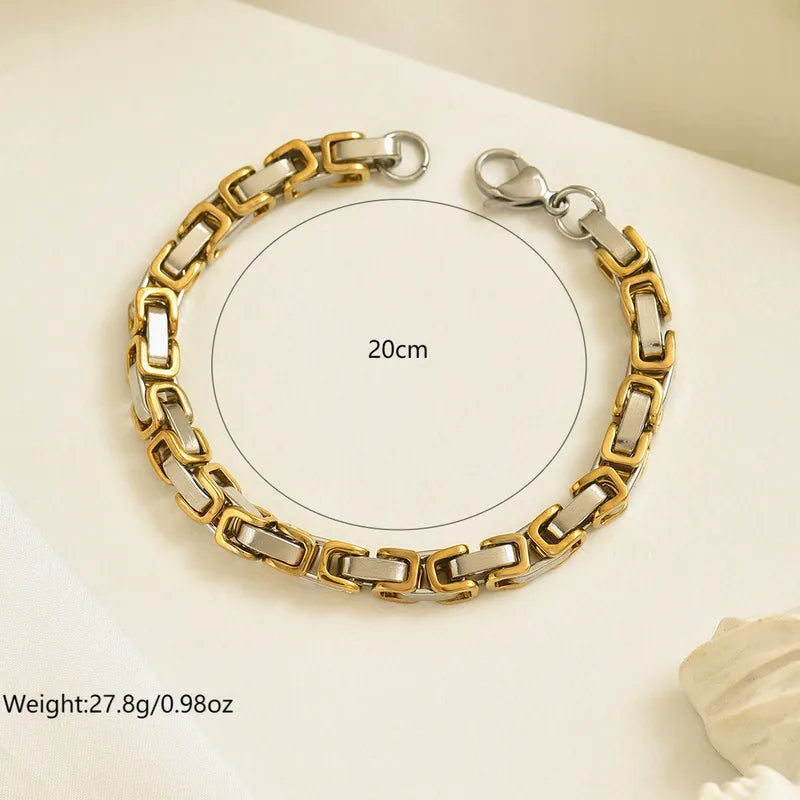 Hip-Hop Streetwear Cool Style Rectangle 304 Stainless Steel 14K Gold Plated Bracelets In Bulk