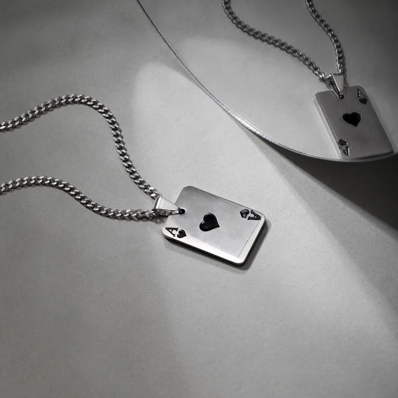 Hip-hop Poker Stainless Steel Plating Pendant Necklace 1 Piece